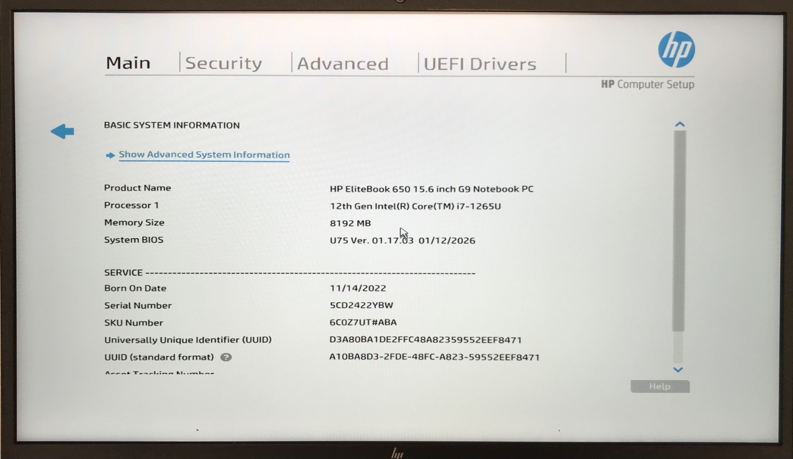 HP EliteBook 650 G9 15.6″ Laptop i7-1265U 8GB RAM 256GB NVMe, As Is