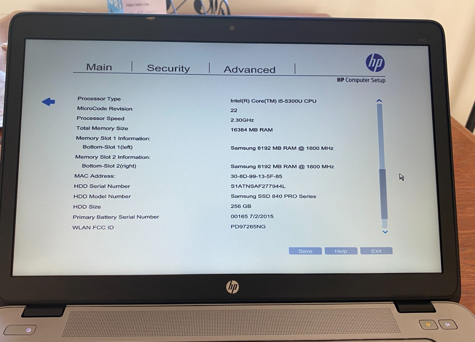 HP Elitebook 850 G2 i5 2.3, 16MB RAM, 256GB SSD