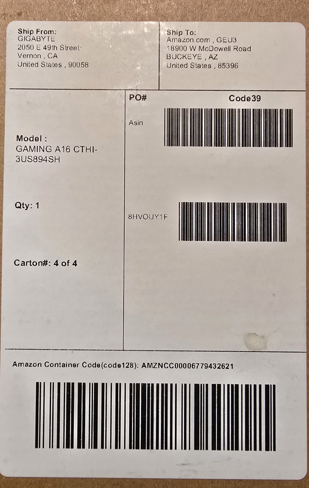 GIGABYTE Gaming A16 16″ 165hz i7 13620H 16GB 512gb SSD RTX 5050 Gaming Laptop