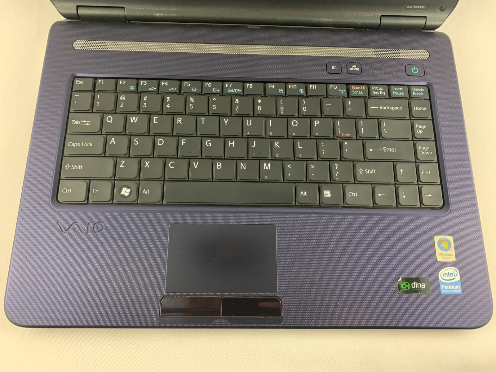 Sony VAIO PCG-7133L Blue Laptop For Parts or Repairs, No Touchpad, Win Vista