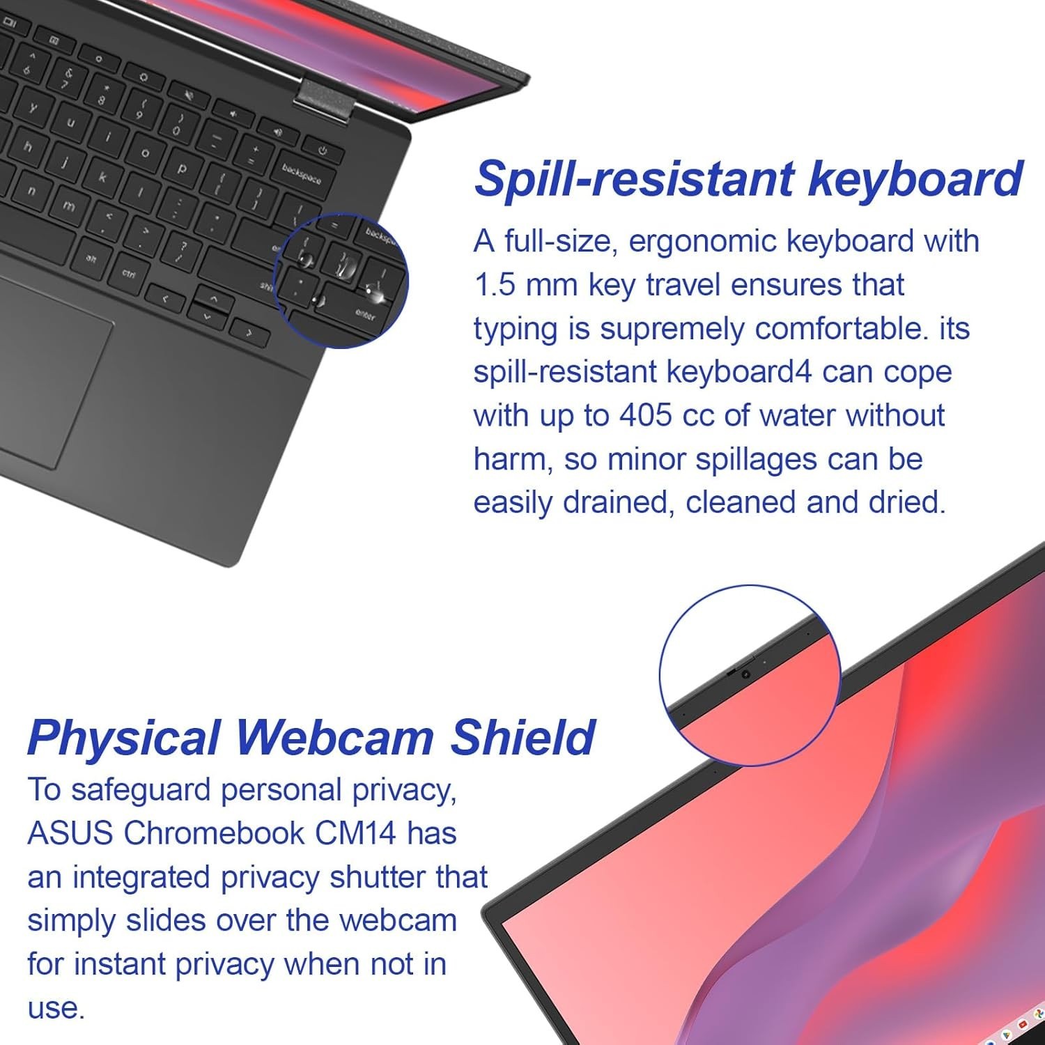 ASUS Chromebook , 14″ Full HD Laptop, MediaTek Kompanio 520, 4GB RAM, 64GB eMMC