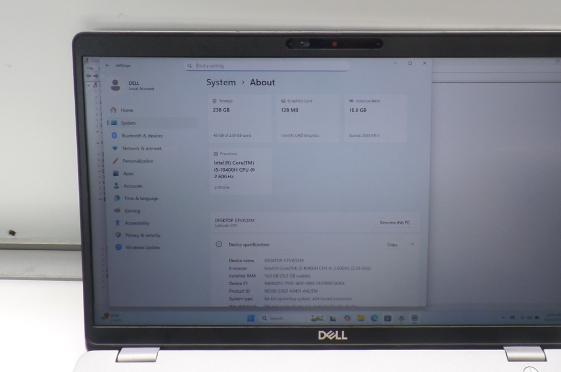 Dell Latitude 5511 Laptop | i5-10400H | 16GB 256GB SSD