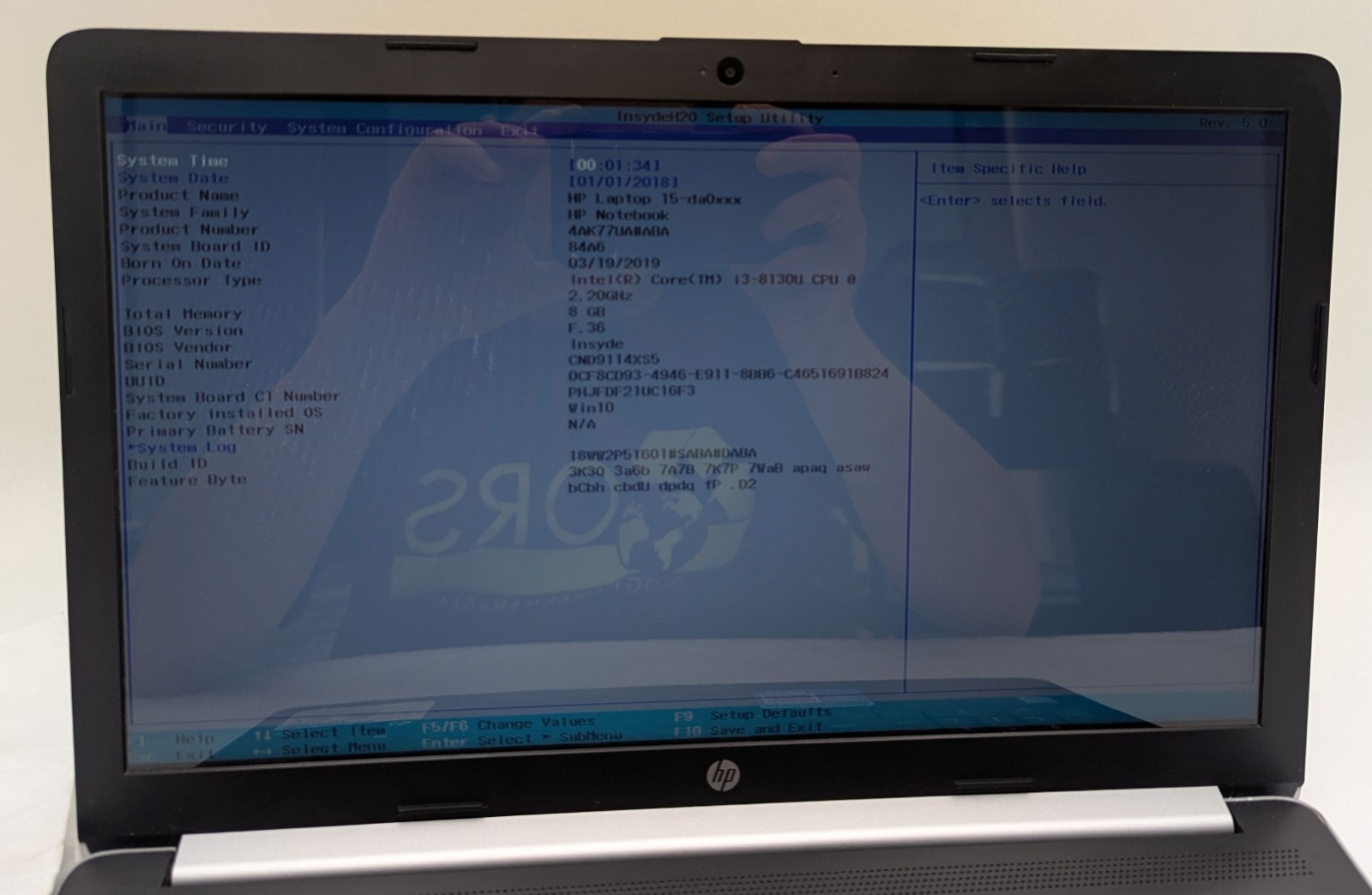 Incomplete HP Notebook 15-da0032wm 15.6″ Laptop Intel i3-8130U 2.20GHz 8GB RAM