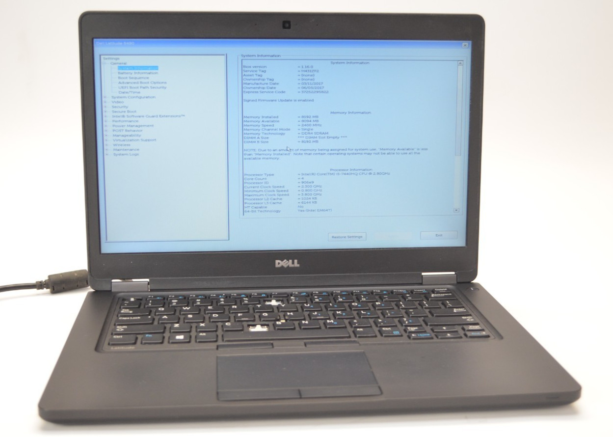 Dell Latitude 5480 14″ 1920 x 1080 Laptop I5-7440HQ 8GB RAM NO HDD NO OS PARTS