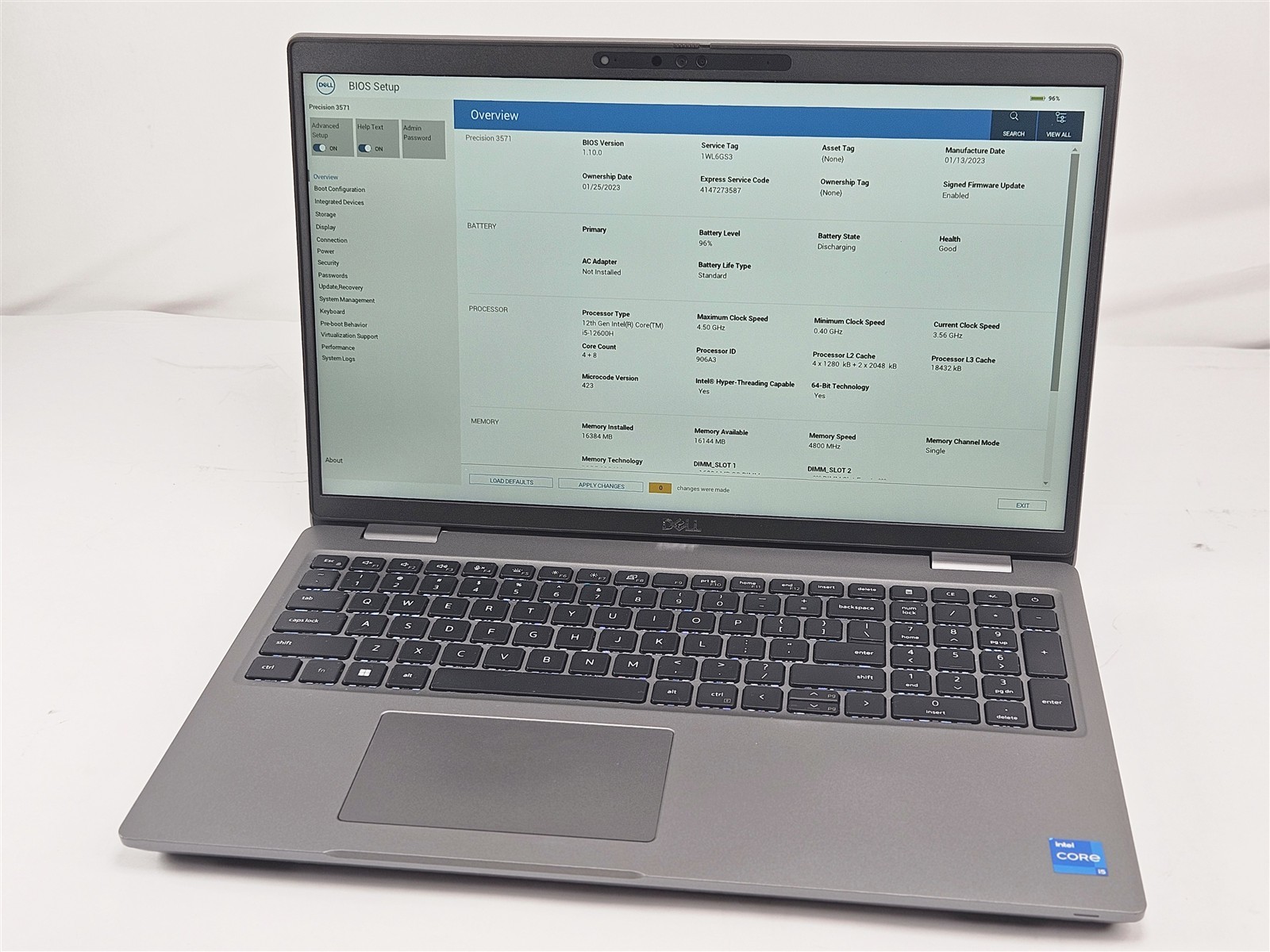 Dell Precision 3571 i5-12600H 16GB RAM 256GB SSD 15.6″ P104F No OS Gray