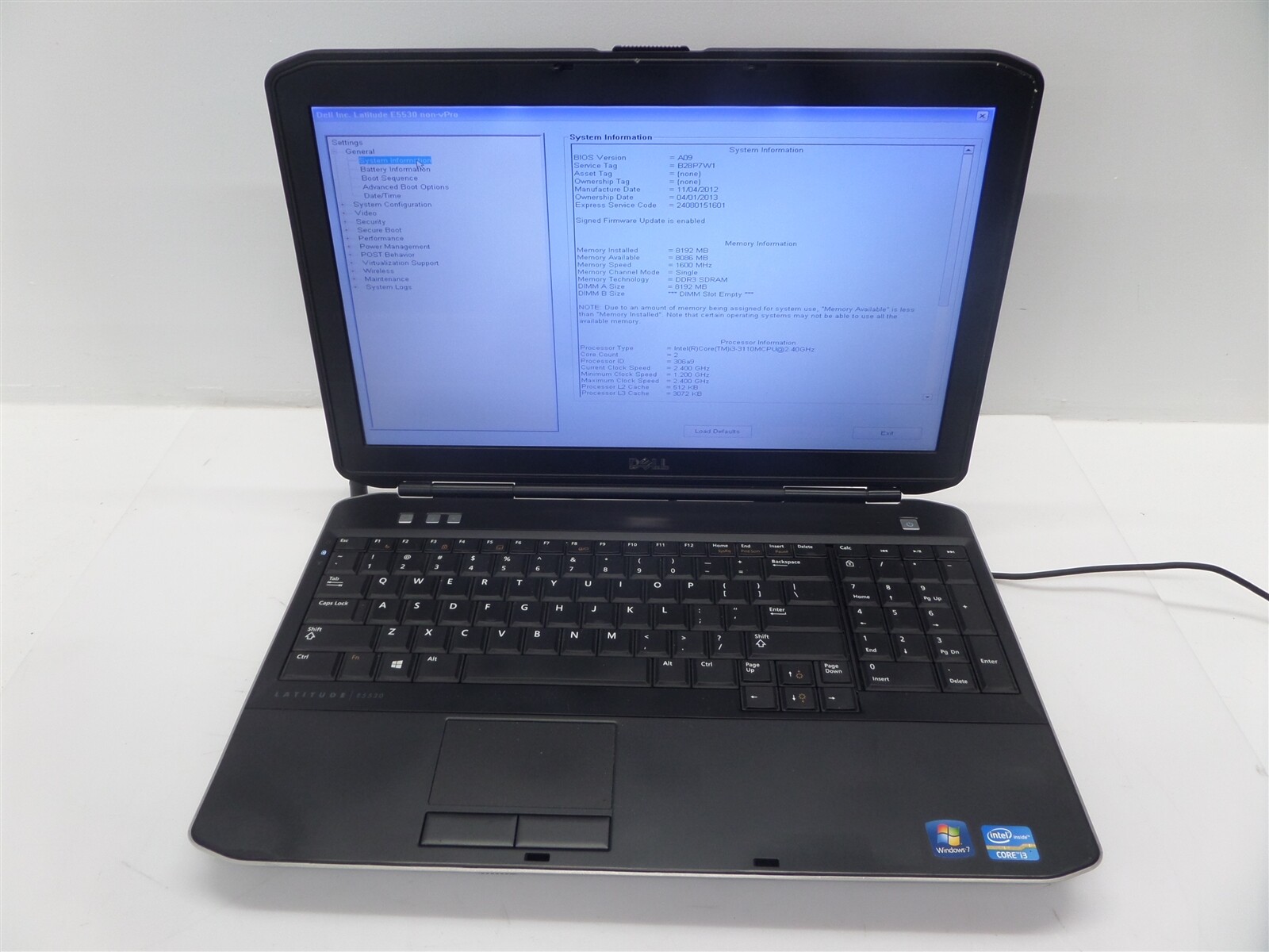 Dell Latitude E5530 15.6″ Laptop w/ i3-3110M 2.4GHz CPU 8GB RAM – No HDD