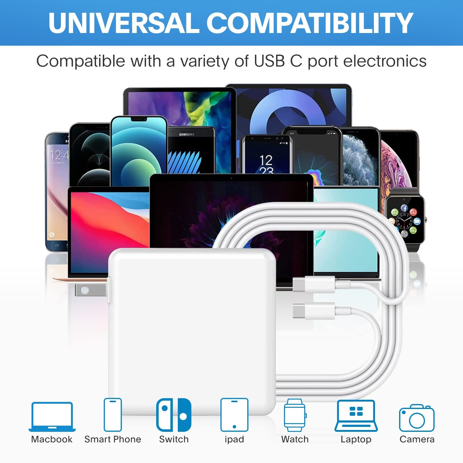 Sunveza 118W USB-C Charger for MacBook Pro/Air M1-M5, iPad Pro, Galaxy