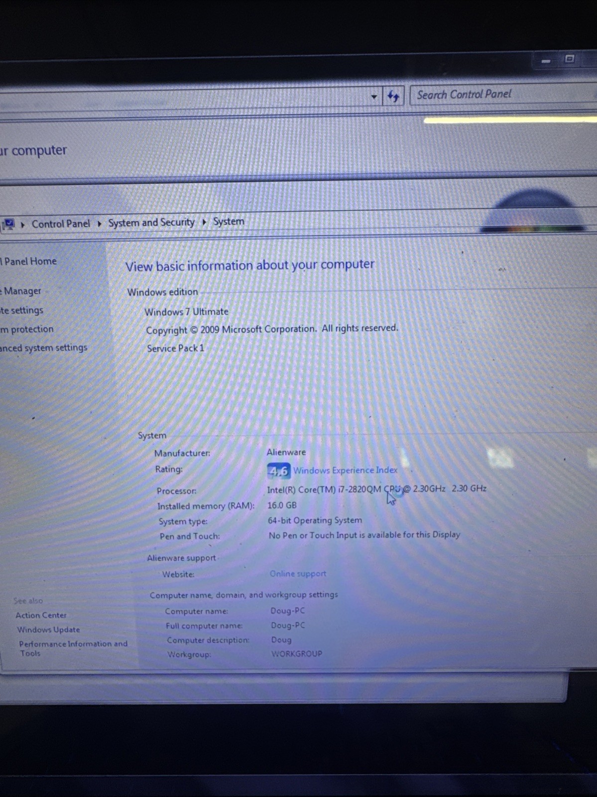 Alienware M17x R3 Gaming Laptop Windows 7 Operating System