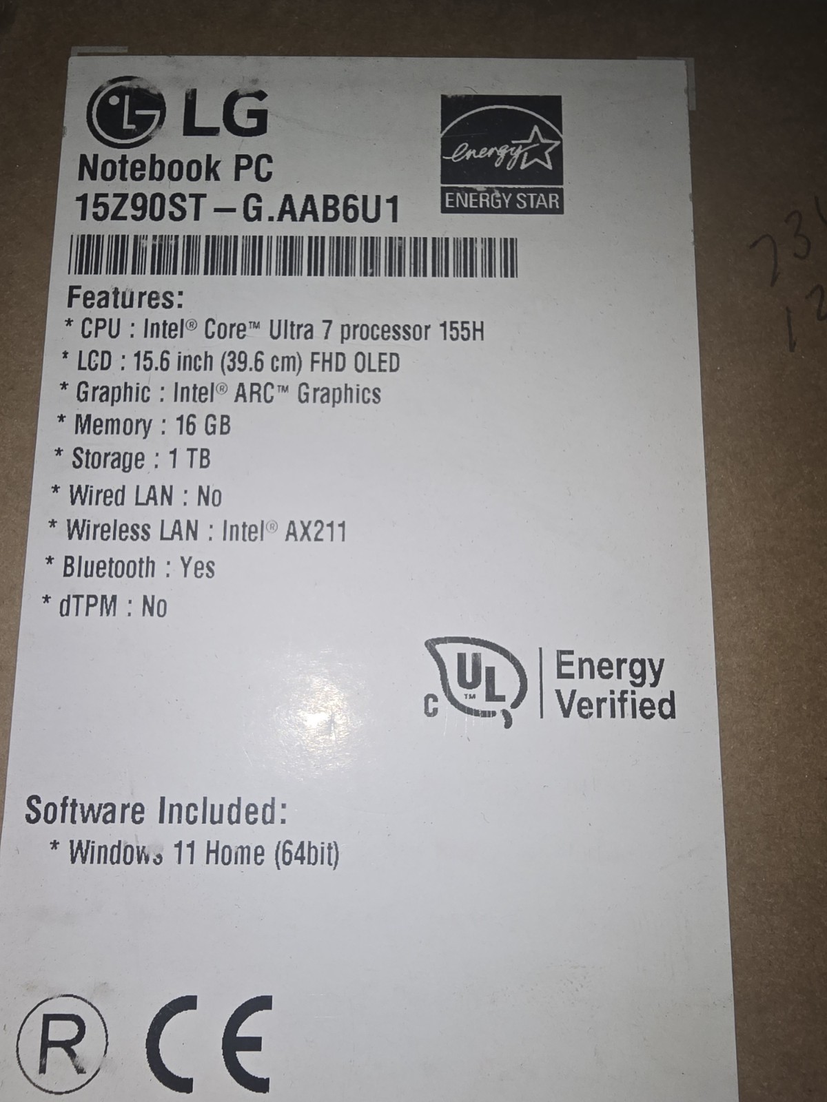 LG gram SuperSlim 15Z90ST- Ultra 5 125H 16GB RAM 512GB SSD