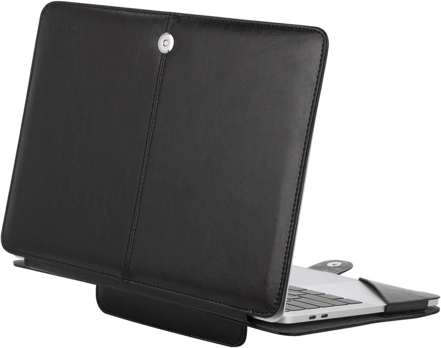 MOSISO Black PU Leather Cover for MacBook Air 13.6″ M5 M4 M3 M2 2022-2026 /Pro 1