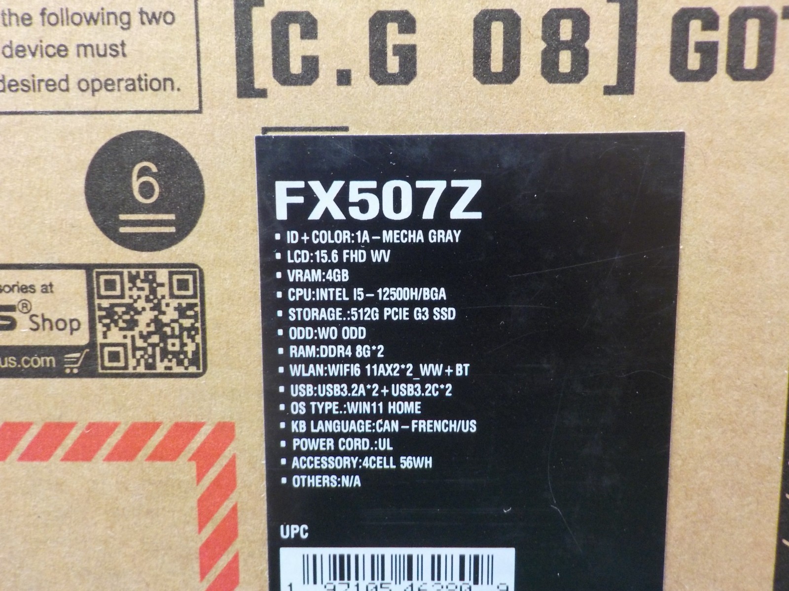 ASUS TUF F15 FX507ZC4-BS51-CB Gaming Laptop 15.6″ i5-12500H 16GB RAM 512GB M.2