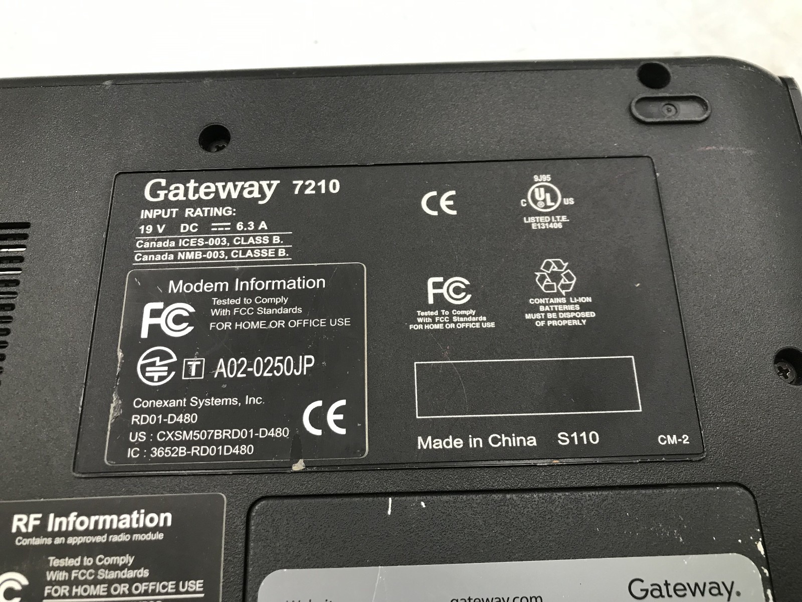 GATEWAY 7210 LAPTOP – BOOTS TO BIOS – AMD ATHLON XP – 1MB RAM – READ DESC – BB!!