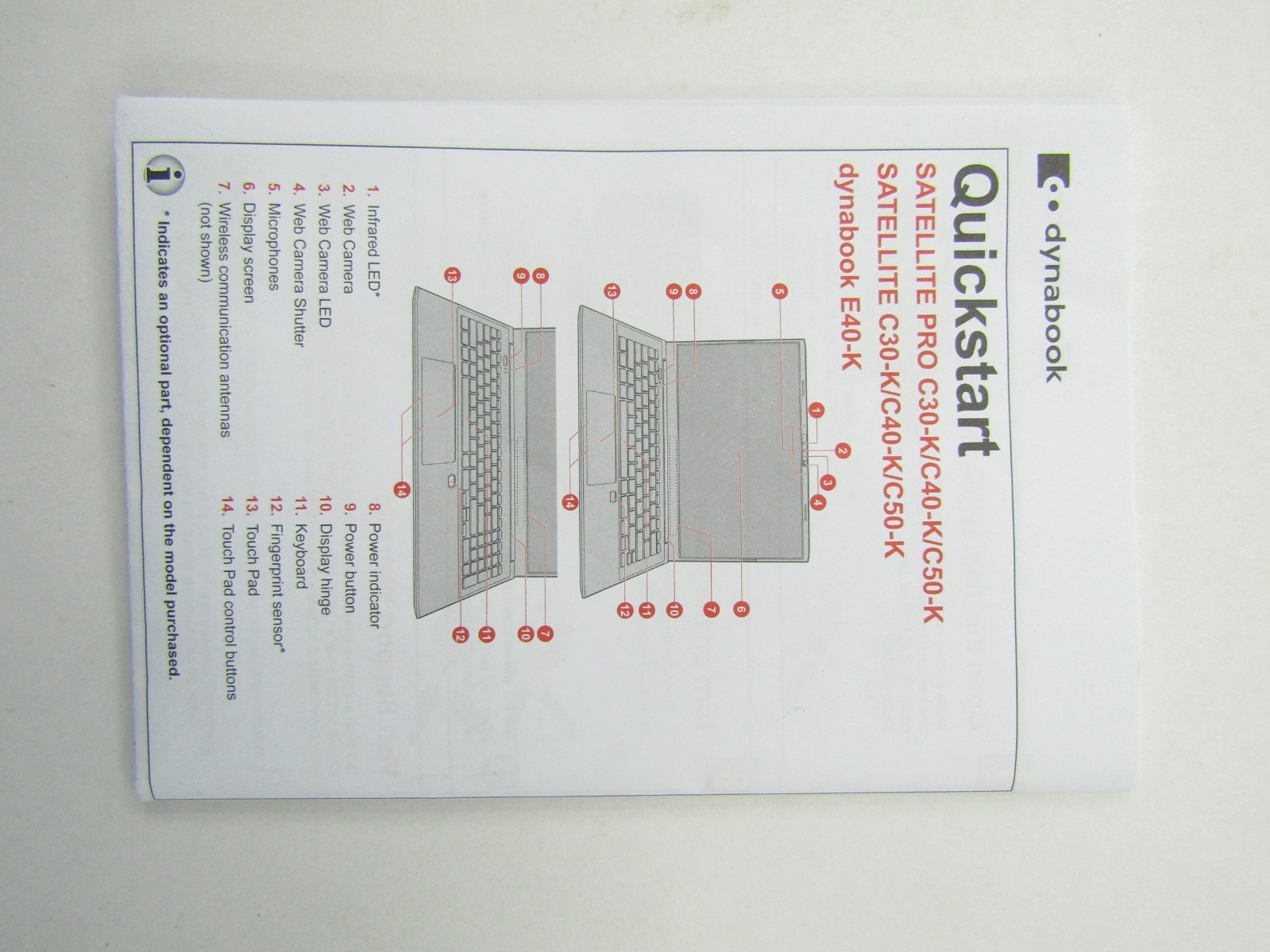 Dynabook Satellite Pro C40-K Laptop Original Instruction No Charger For Parts