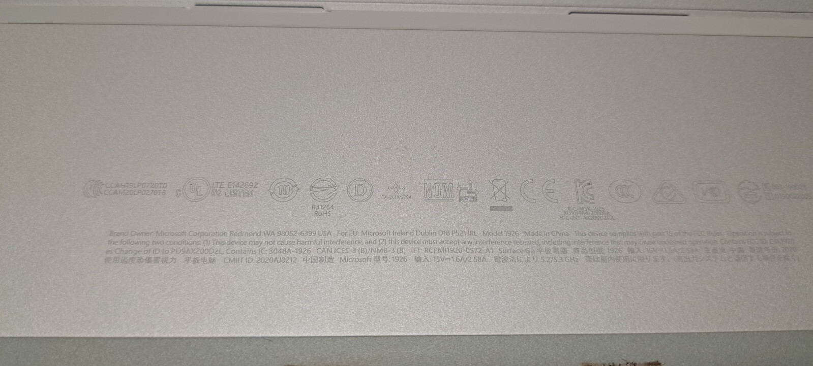 G5 – Surface Go 2 – 64GB 4425Y 4GB M1824 for parts/repairs s/n:041439704751