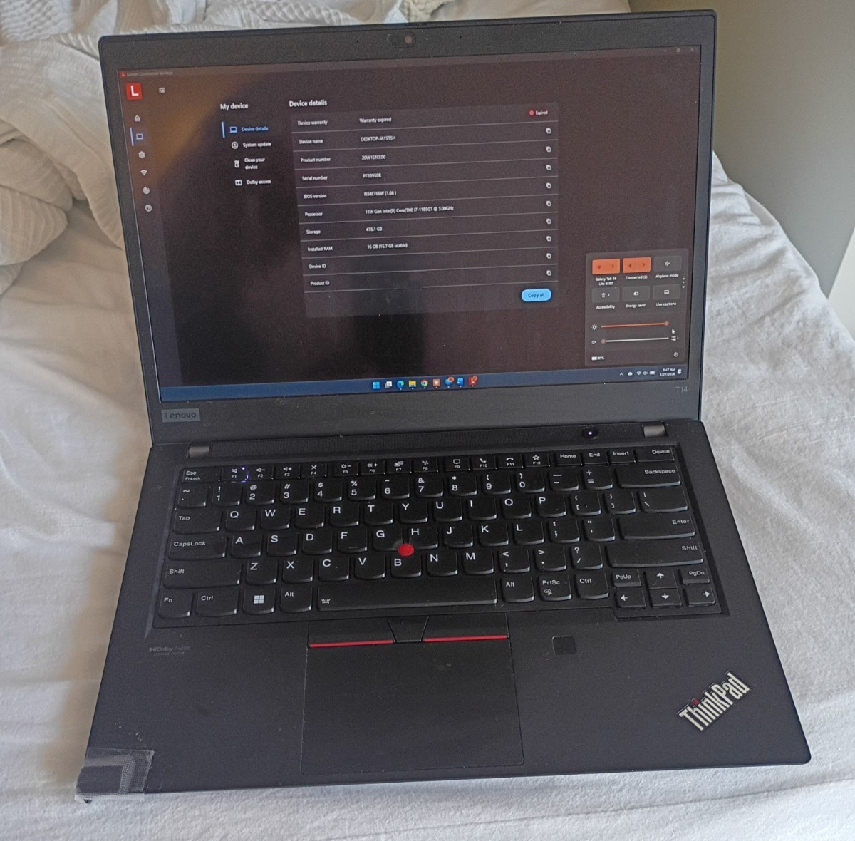 ThinkPad T14 Gen 2i – (11th Gen Intel(R) Core(TM) i7-1185G7 @ 3.00GHz)