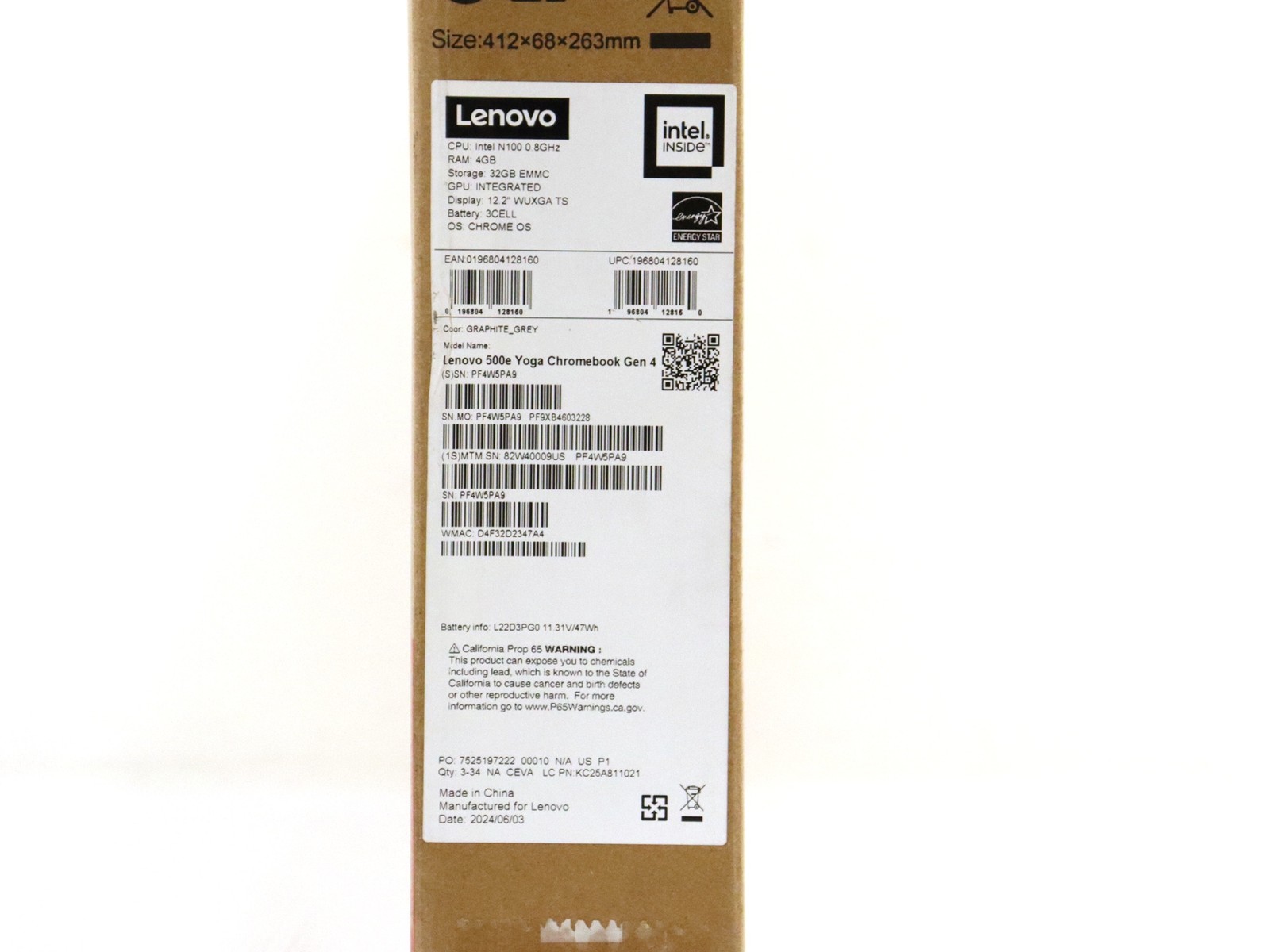 Lenovo 500e Yoga Chromebook Gen 4 12.2″ WUXGA Touch 2-in-1 N100 4GB 32GB eMMC