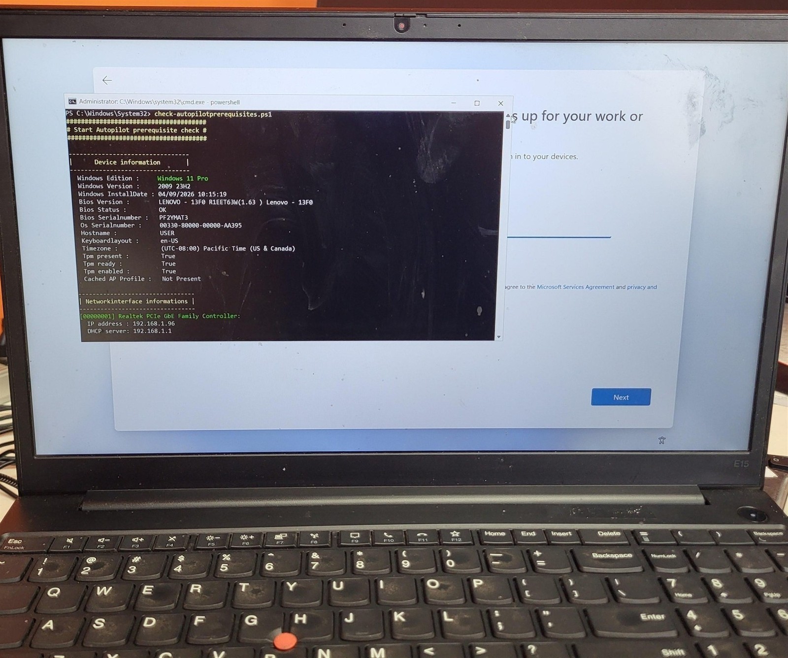 Scratched Screen Lenovo ThinkPad E15 Gen 2 Intel i5-1135G7 2.4GHz 8GB 256GB SSD