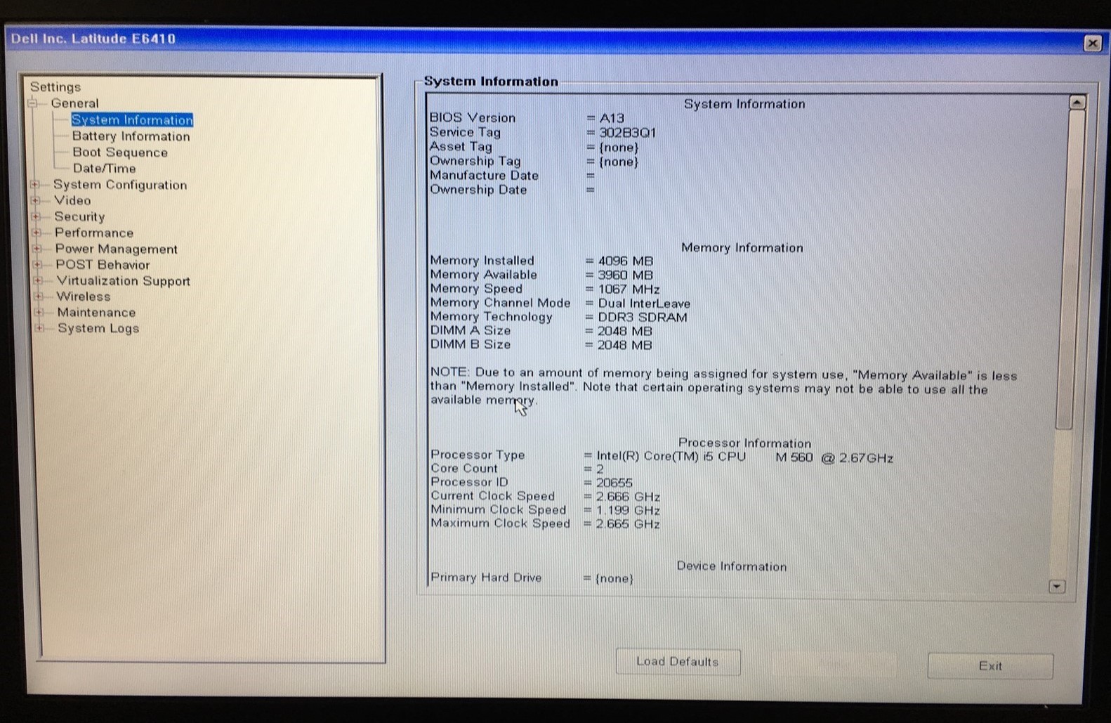 Dell Latitude E6410 Laptop i5 M560 2.67GHz 4GB RAM No HDD No OS 14″