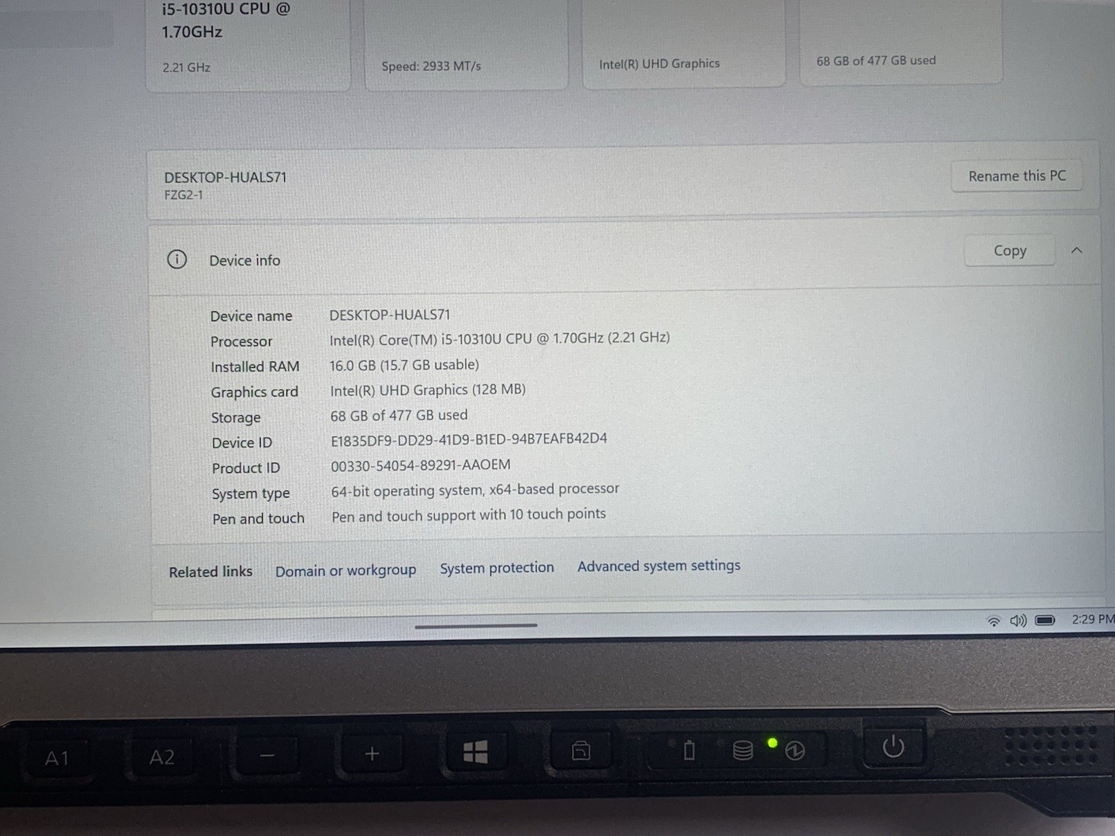 Panasonic Toughbook FZ-G2 i5-10310U 16GB RAM 512GB SSD Touch LAN Stylus Win 11