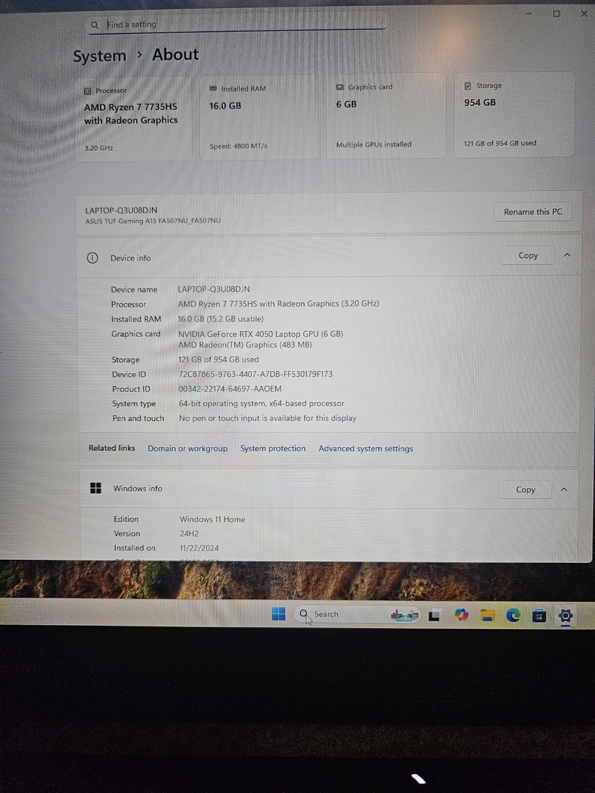 ASUS TUF A15 FA507NU-DS74 (1TB SSD, AMD Ryzen 7-7735HS, 3.2 GHz) Laptop – Black