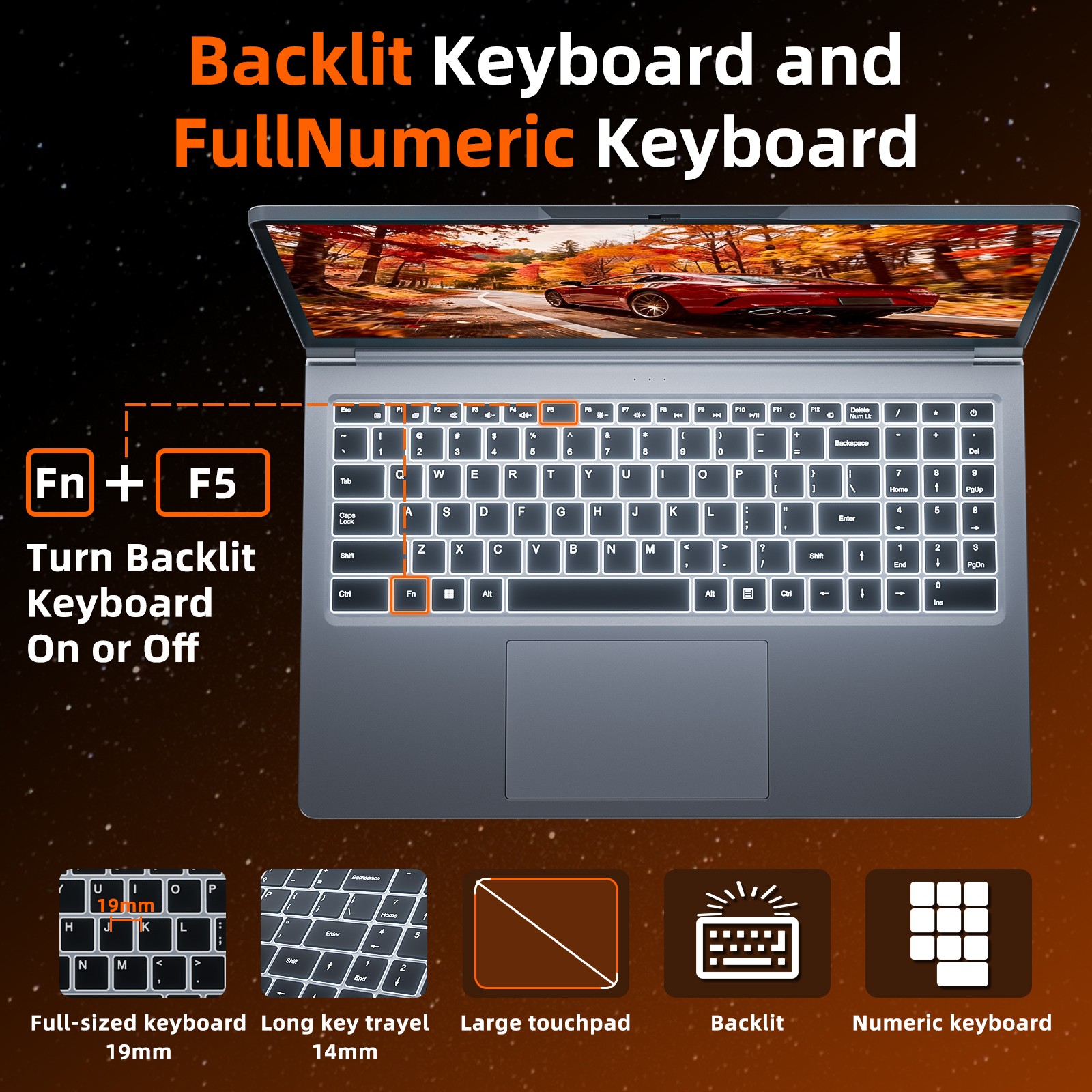 15.6″ Laptop Backlit Keyboard 16GB RAM 512GB SSD WiFi 6 HDMI USB-C RJ45 Win 11