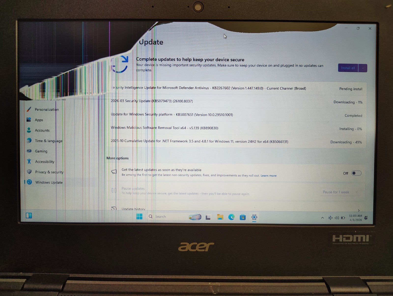 Acer TravelMate B3 B311-31 Laptop PC Computer Windows 11 – Damaged Screen AS-IS