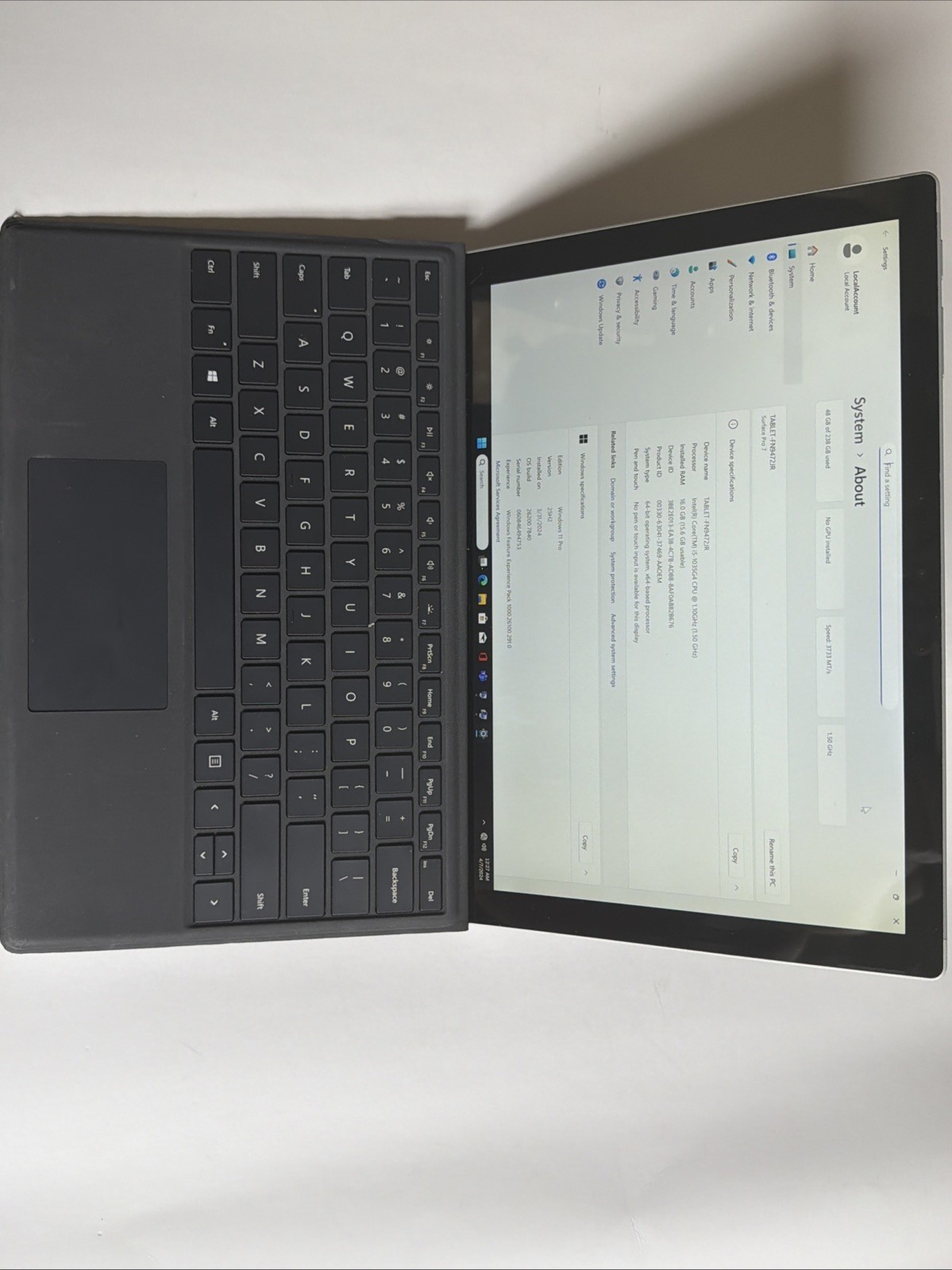 Microsoft Surface Pro 7 Tablet, 12.3in(2736 x 1824) Touchscreen, Core i5-1035G4,