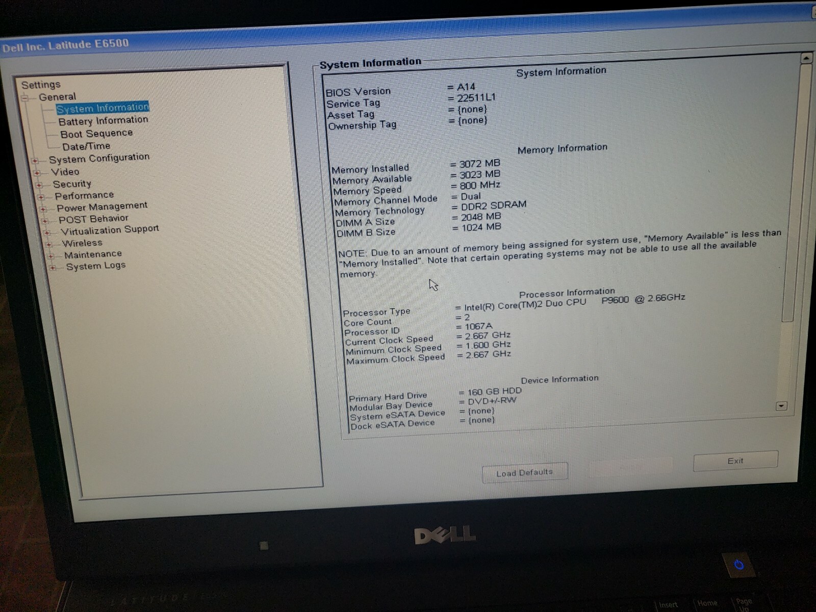 Dell Latitude E6500 Core 2 Duo 2.66GHz 3GB RAM 160GB HDD WIFI 1440×900