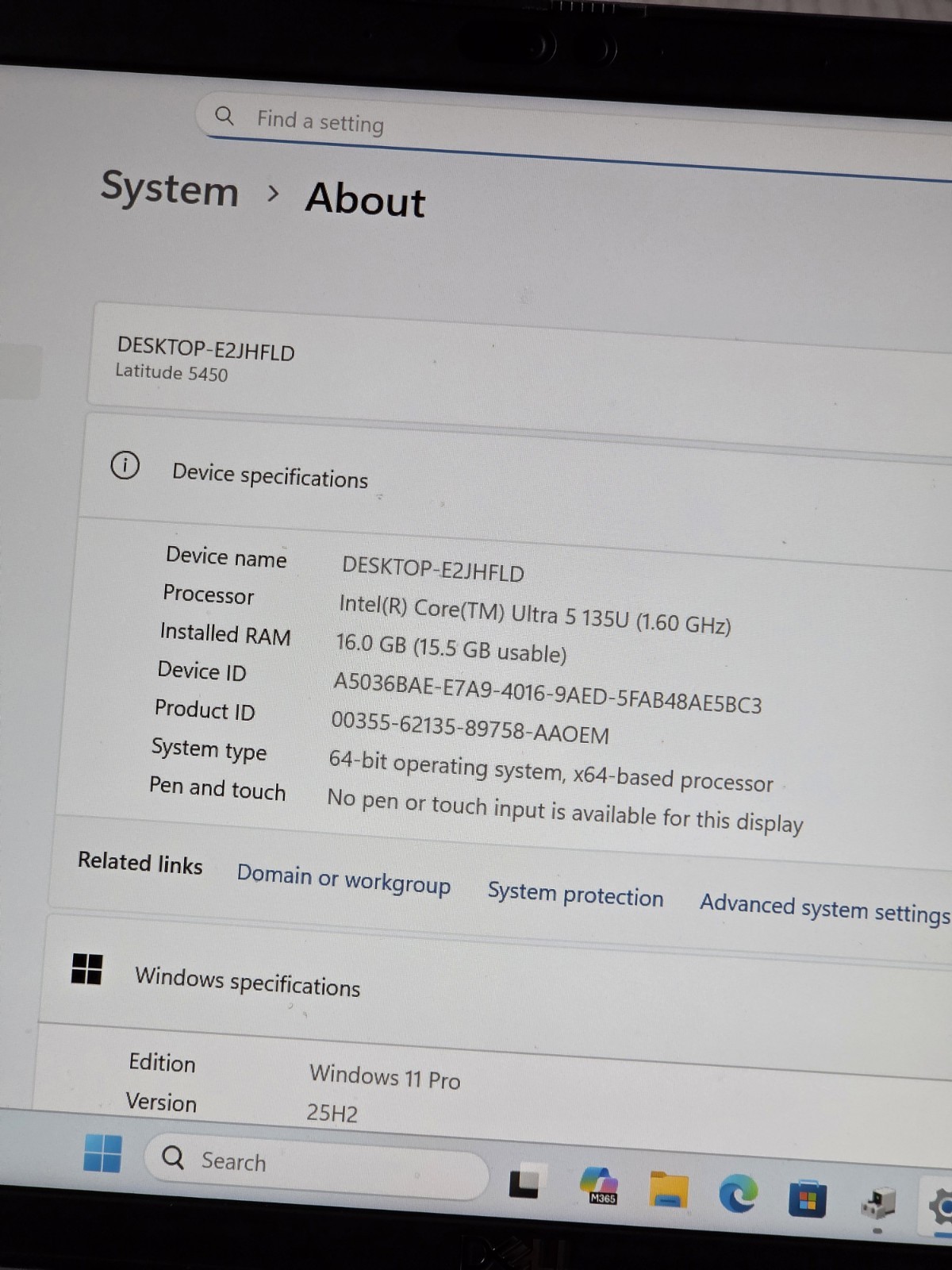 Dell Latitude 5450 14″ FHD Core Ultra 5 135U 16GB RAM 512GB SSD ProSupport 2028