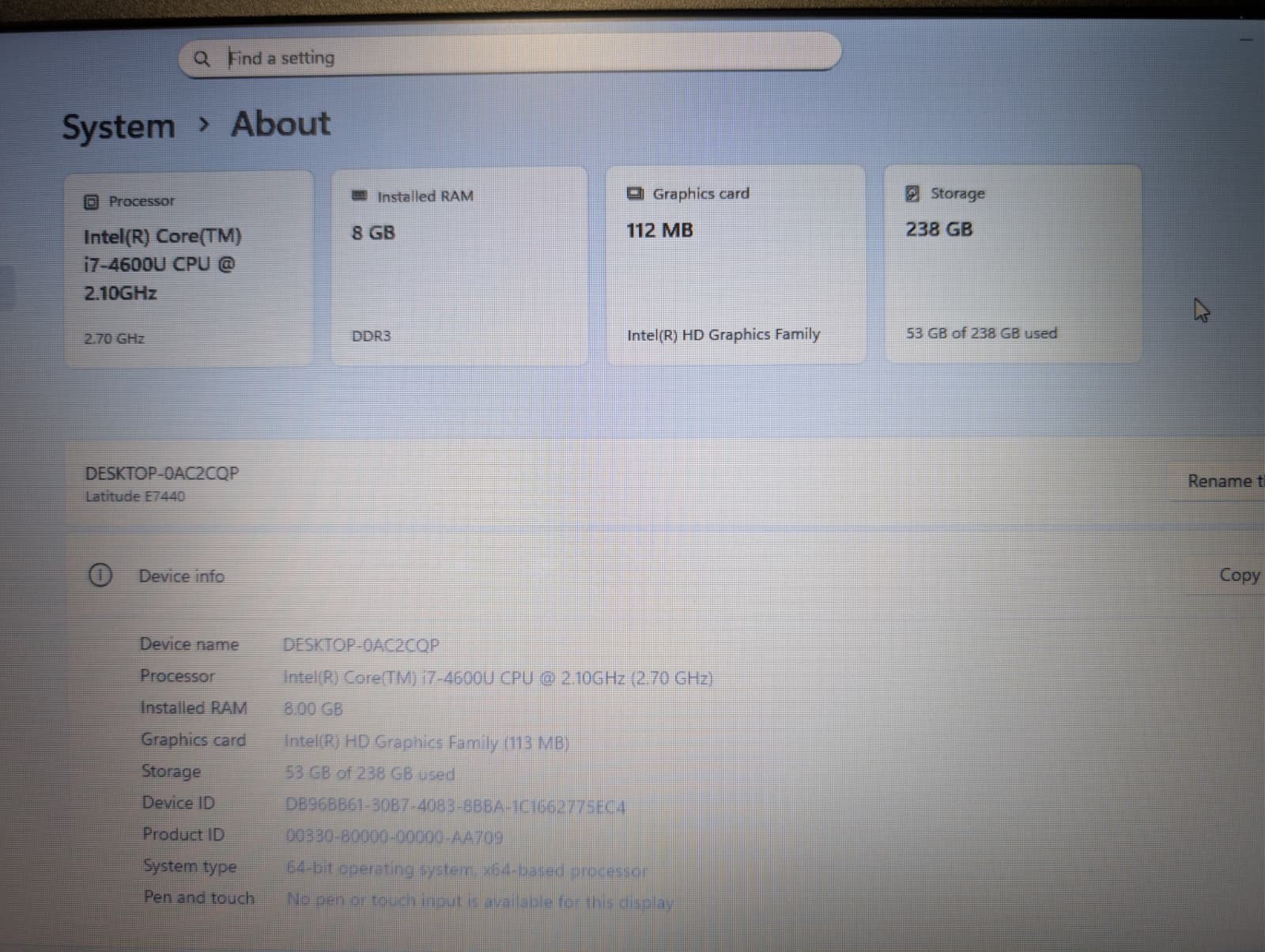 Dell Latitude E7440 | i7 4th Gen 8GB RAM 256GB SSD | Win 11 Pro Excellent Batt