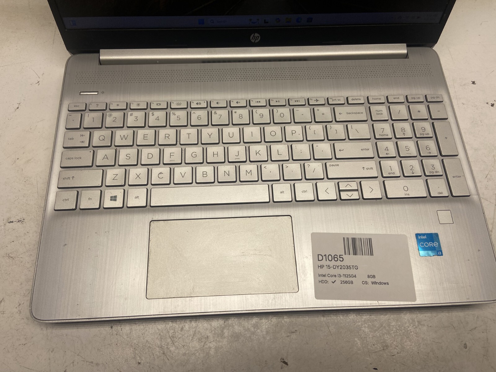 HP 15-DY2035TG Laptop Intel Core i3-1125G4 8GB 256GB SSD Win 11 – Dead Trackpad