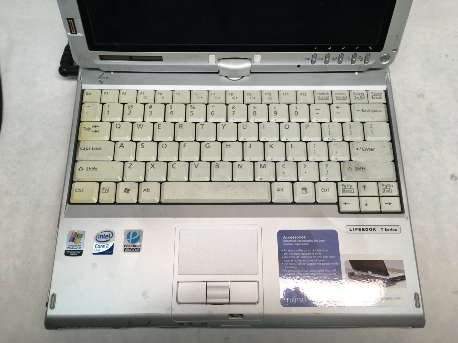 Fujitsu LifeBook T4215 Tablet Laptop For Parts Powers on No Video NO HDD/RAM JR