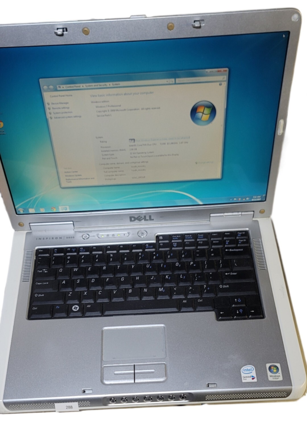 Dell Inspiron 6400 Laptop Intel Core 2 Duo 1.86Ghz 2GB 80GB Win 7 15″ Office 07