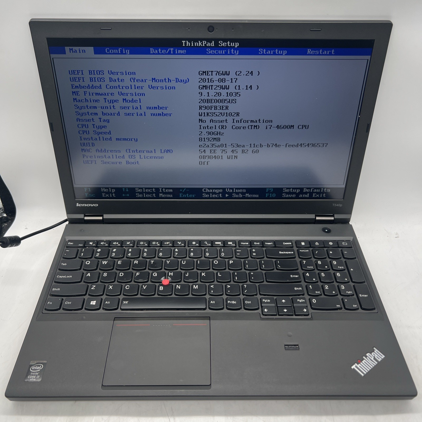 Lenovo ThinkPad T540p Intel i7 4600M 2.9GHz 8GB Ram GT 730M 240GB SSD Win10P