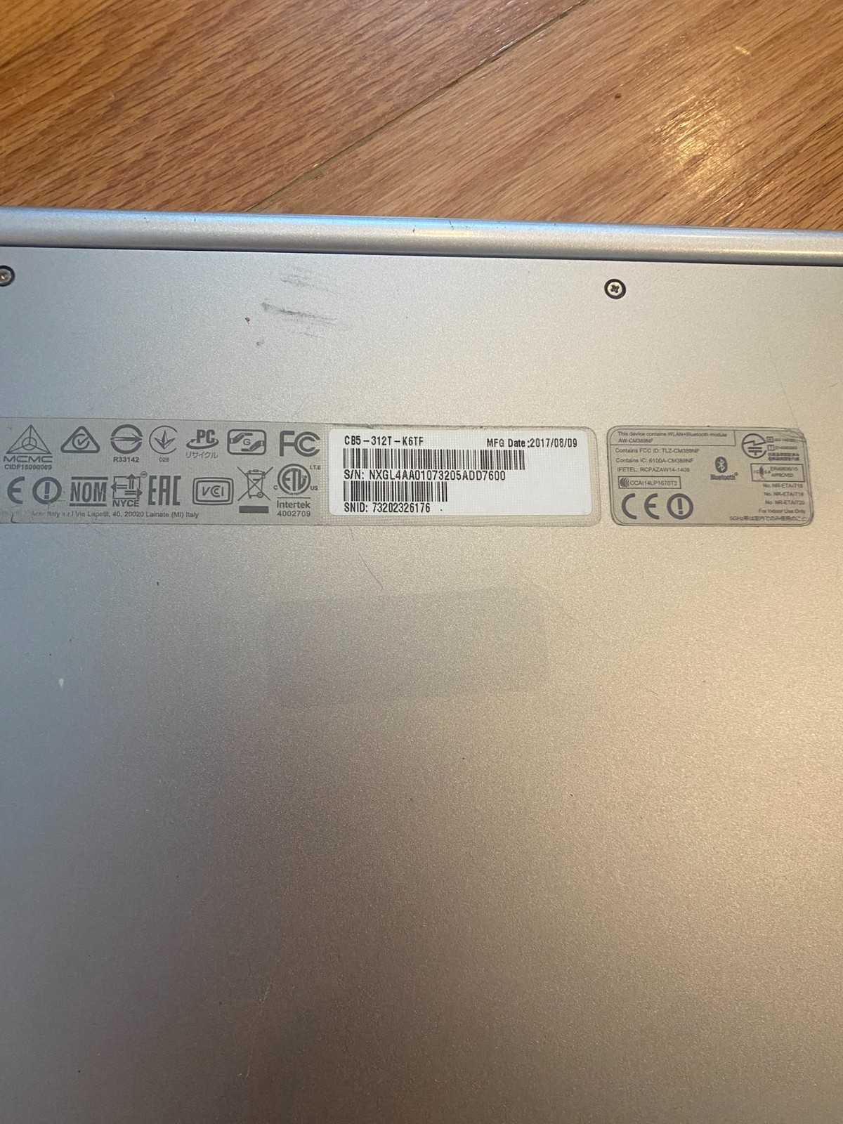 acer laptop chromebook N16Q10 cb5-312T 2