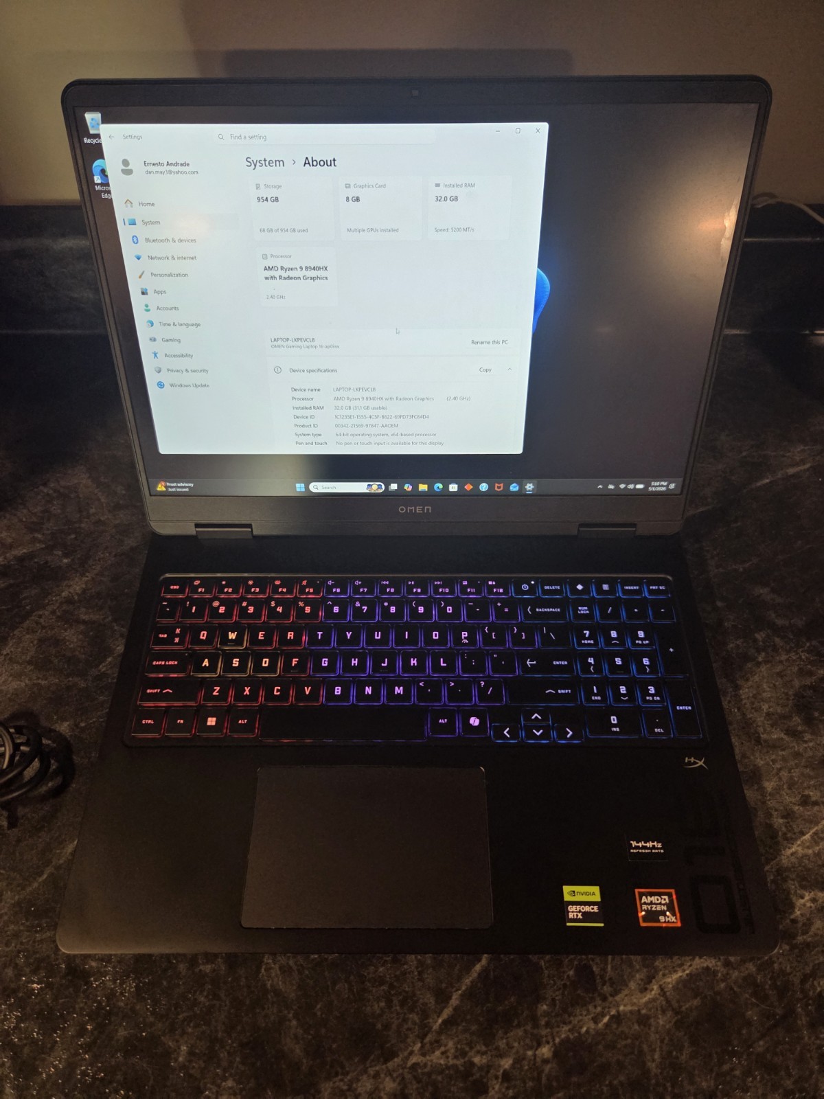 HP OMEN-16″ 2K 144Hz Laptop-AMD Ryzen 9 8940HX 2025-32GB DDR5-RTX 5060-1TB SSD
