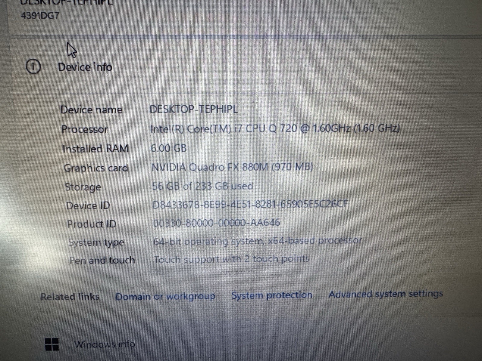 Lenovo ThinkPad W510 15.6″ Intel i7-Q720 1.60GHz 6GB 256GB SSD NVIDIA FX 880M