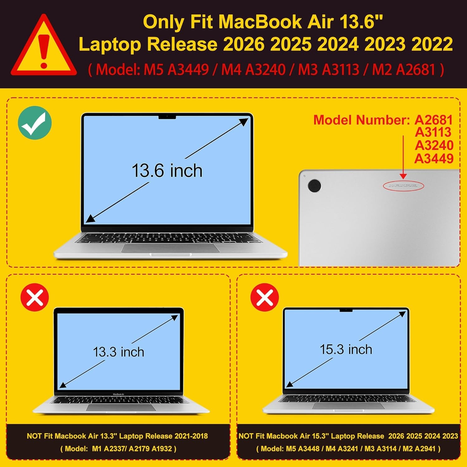 2026 MacBook Air 13-inch M5 Laptop Case A3449 with 13.6-inch Liquid Retina Displ