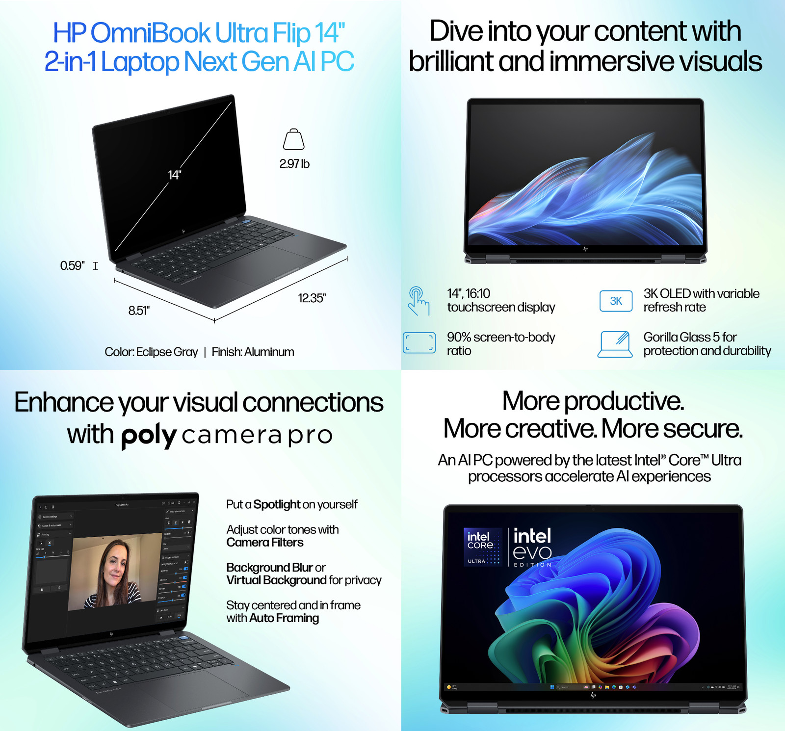 HP Omnibook 14.0″ 2880×1800 Ultra 7-258V 32GB RAM 1TB+PCIe SSD Windows 11 Home