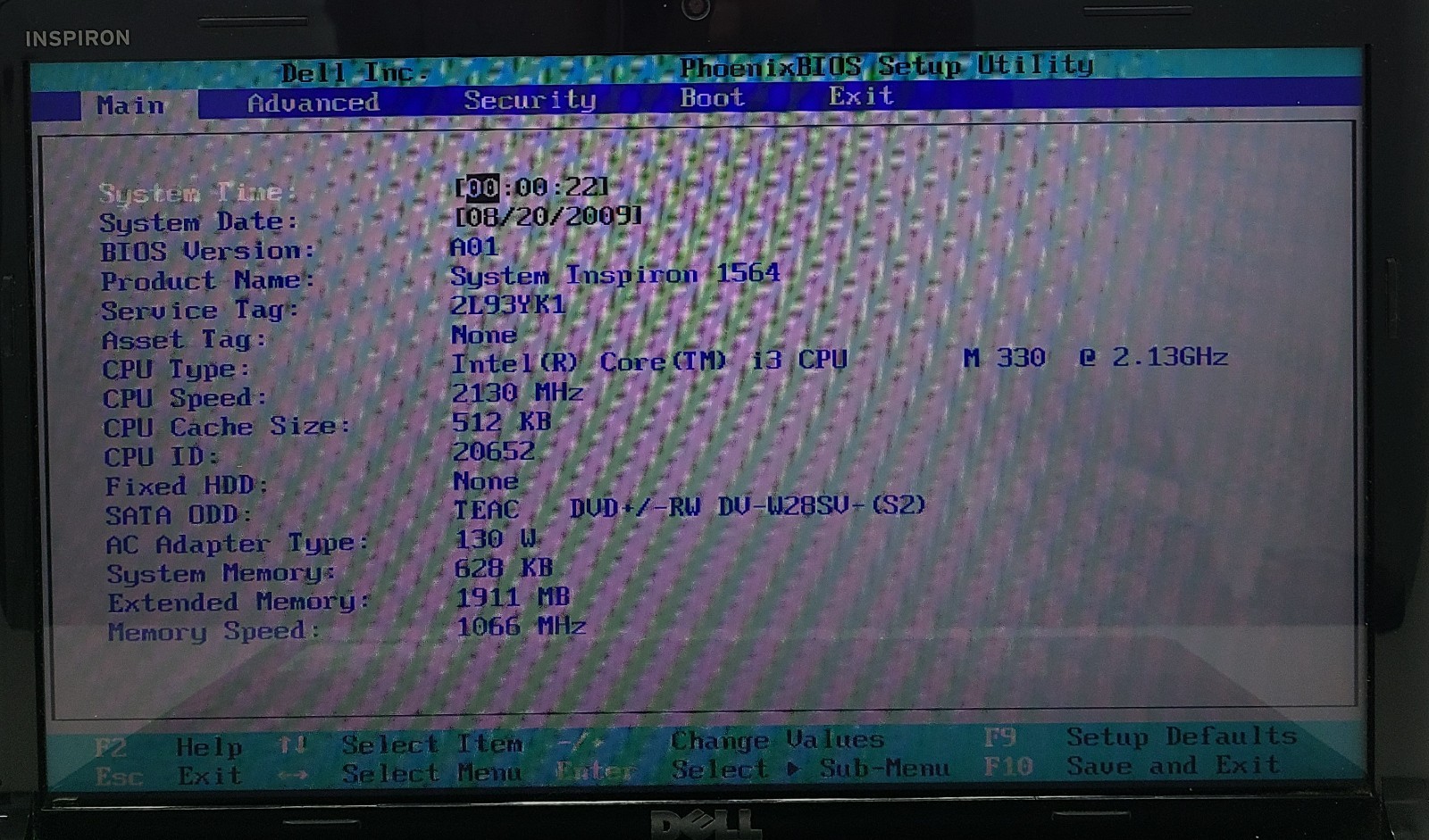 Dell Inspiron 1564 Laptop Intel I3-M330 2GB Ram NO HD/OS (FL)