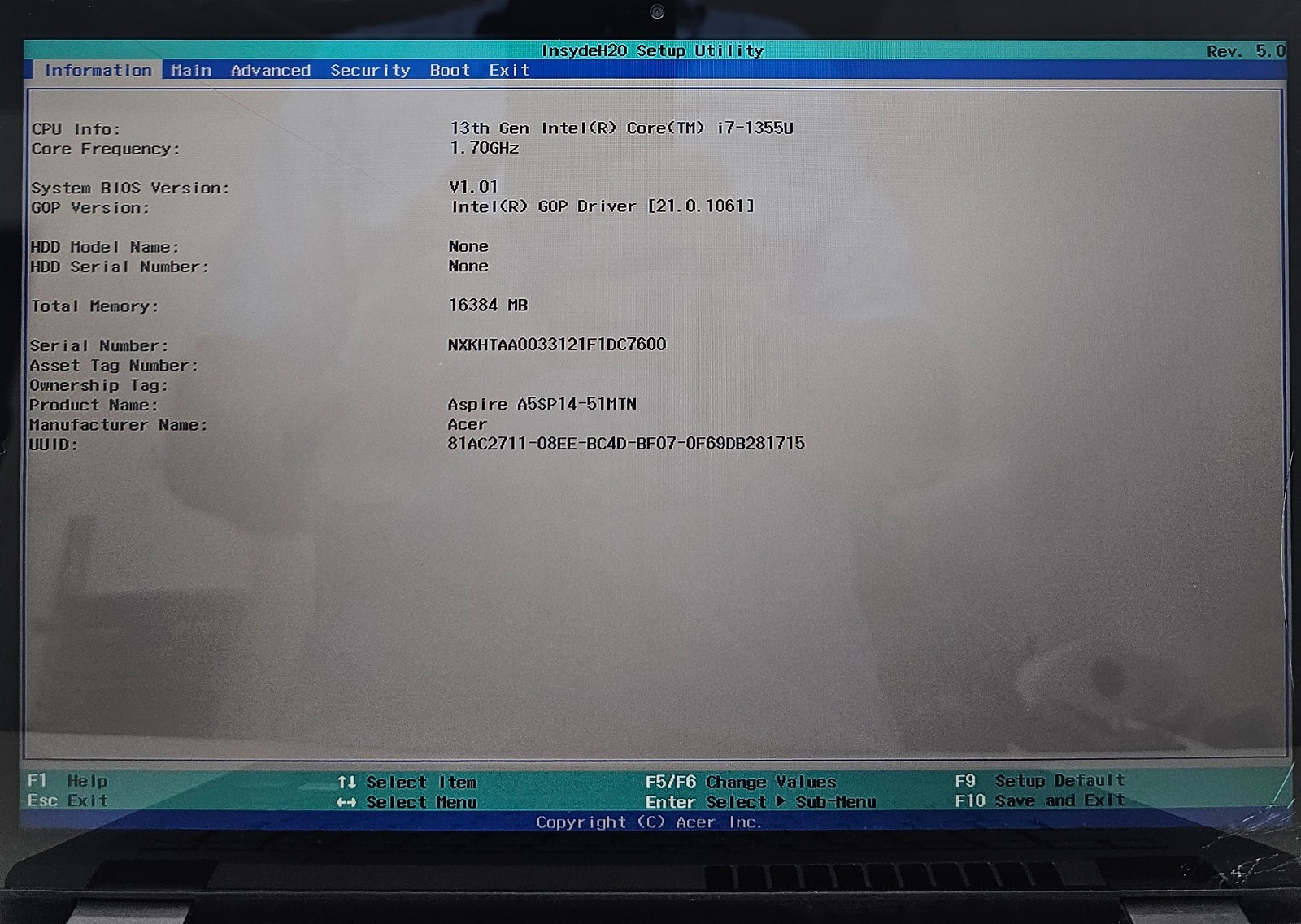Acer Aspire 5 Spin 14 2-in-1 Laptop Intel Core i7-1355U 16GB Ram NO HD/OS (FL)