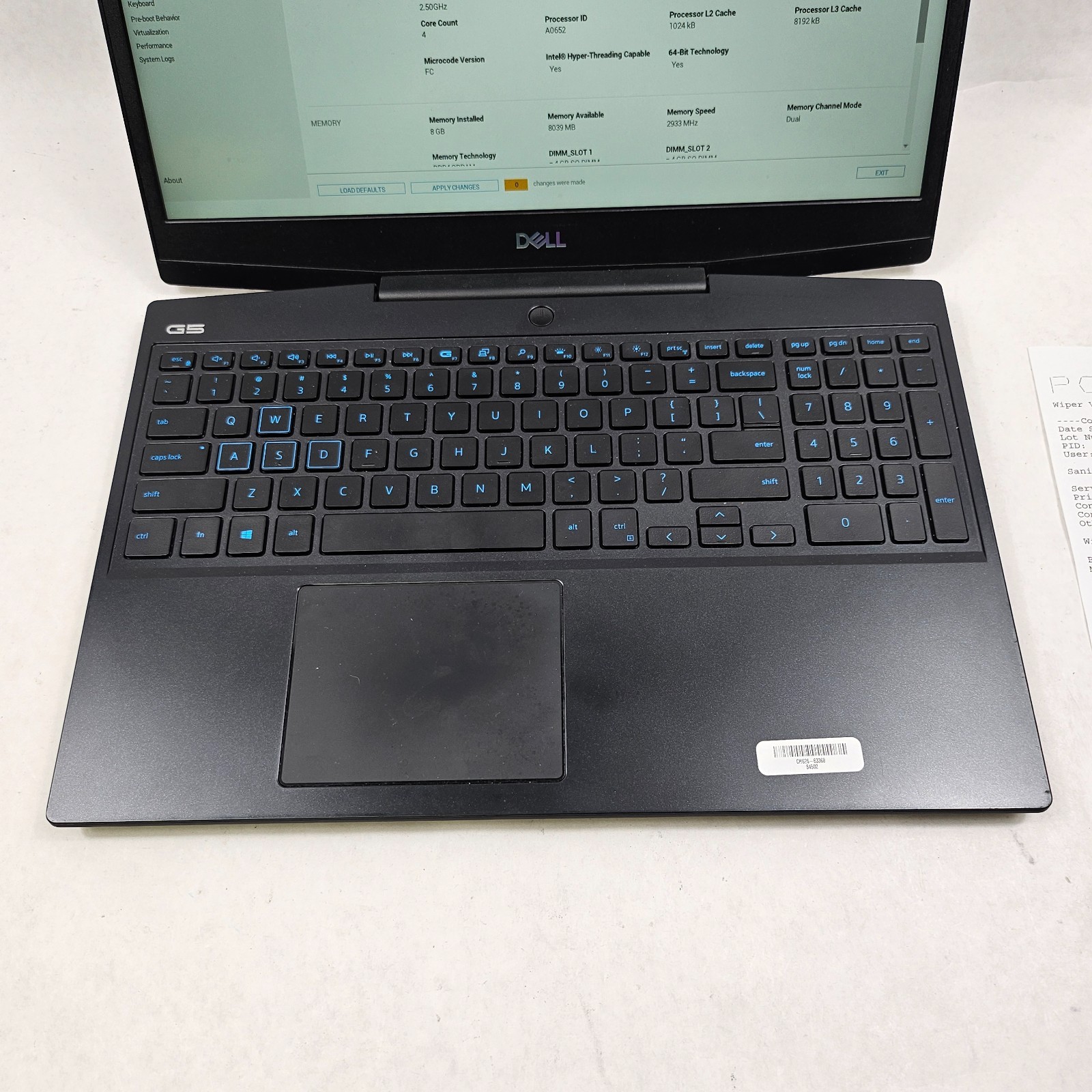 DELL G5 15 5500 i5-10300H @ 2.50GHz 8GB RAM 1TB HDD 128GB NVMe GTX 1650 Ti No OS