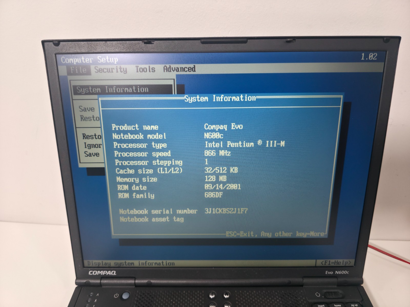 Vintage Compaq Evo N600c 14″ Laptop | Pentium III-M 866MHz | Boots to BIOS