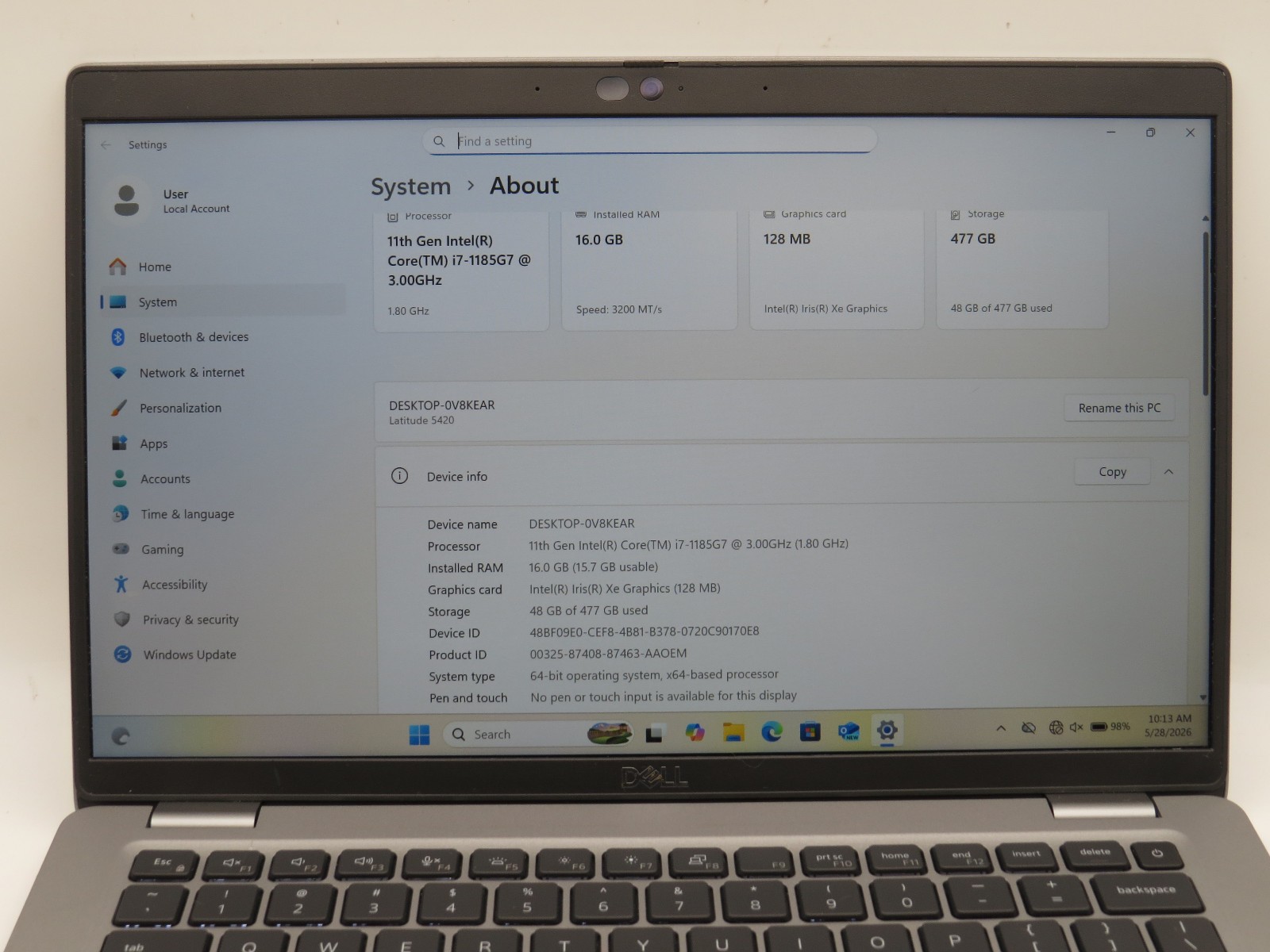 Dell Latitude 5420 i7-1185G7@3GHz 16GB DDR4 500GB m2 14″ Win 11