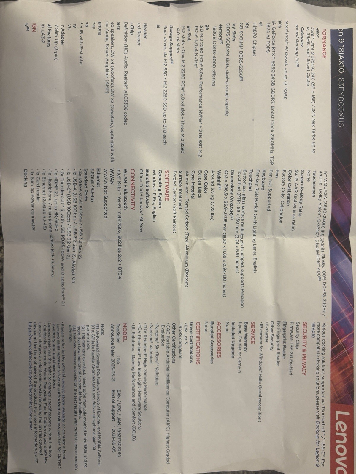 Legion 9i Gen 10 Intel (18″) with RTX 5090