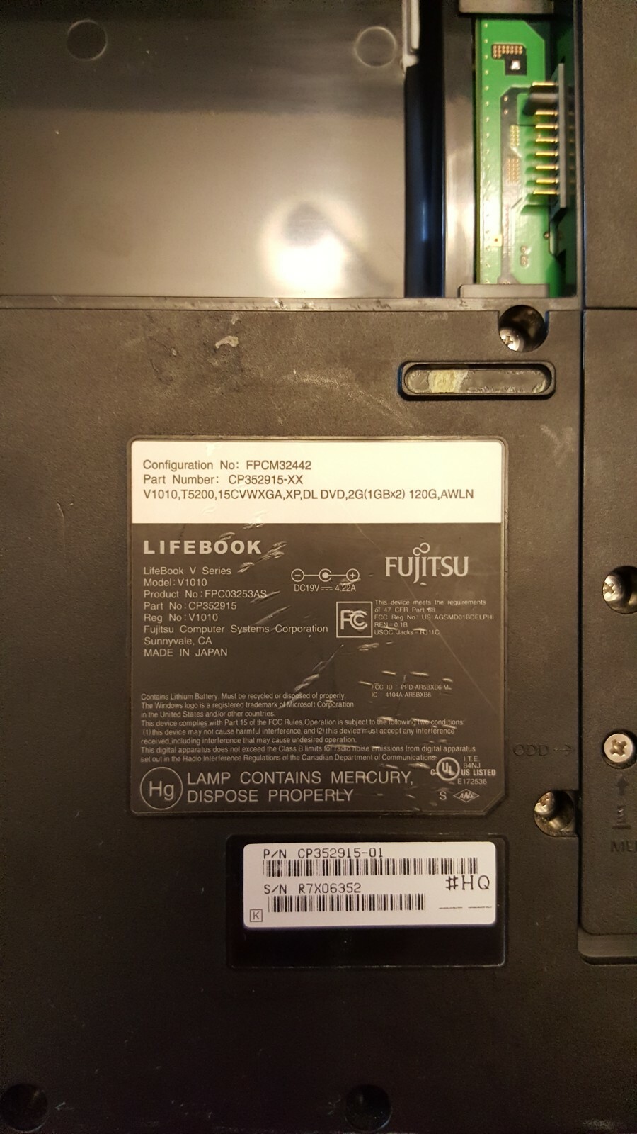 FUJITSU Lifebook V Series V1010 Laptop **For Parts/Repair** Only Untested
