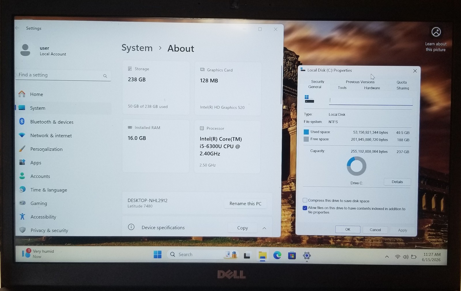Dell Latitude 7480 Core i5-6300U 14” 2.4GHz 16GB 256GB SSD Windows 11 Pro