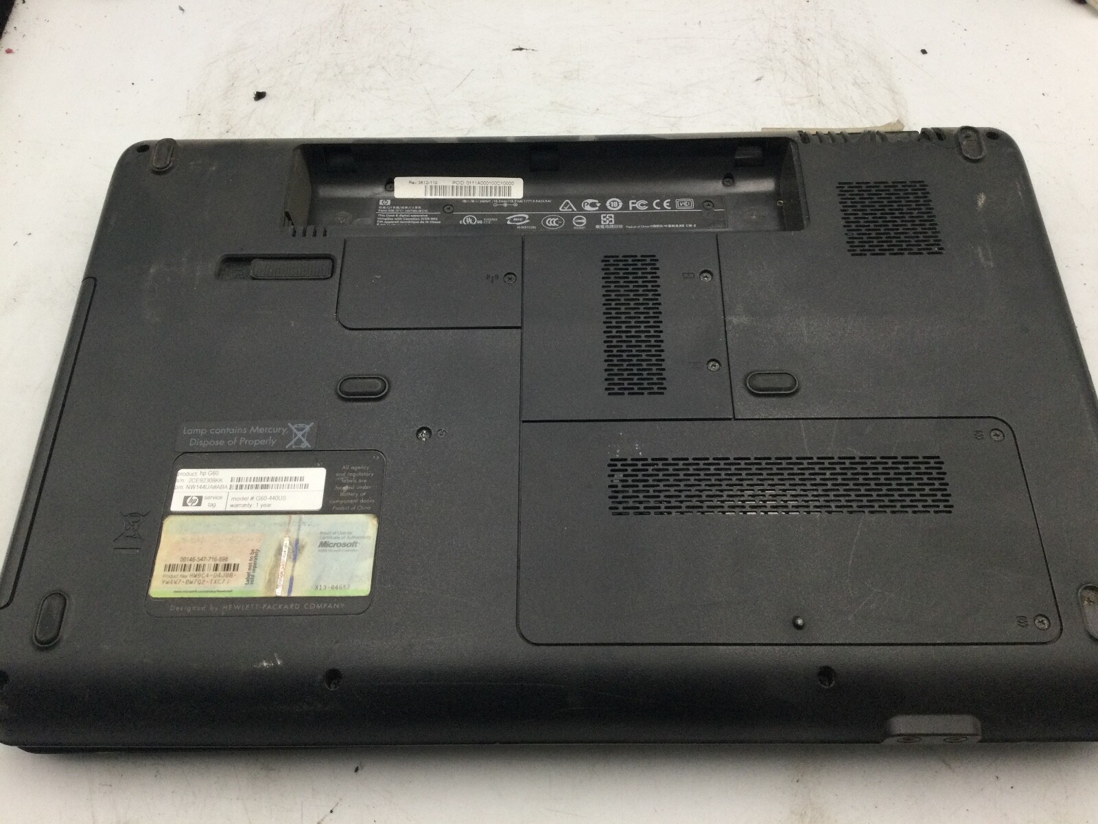 HP G60 LAPTOP – BOOTS TO BIOS – INTEL PENTIUM DUAL CORE – 3GB RAM – READ DESC-BB