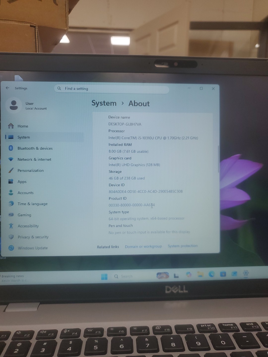 Dell Precision 3550 Laptop – i5-10310U 8GB 256GB SSD 15.6″ 051326-3