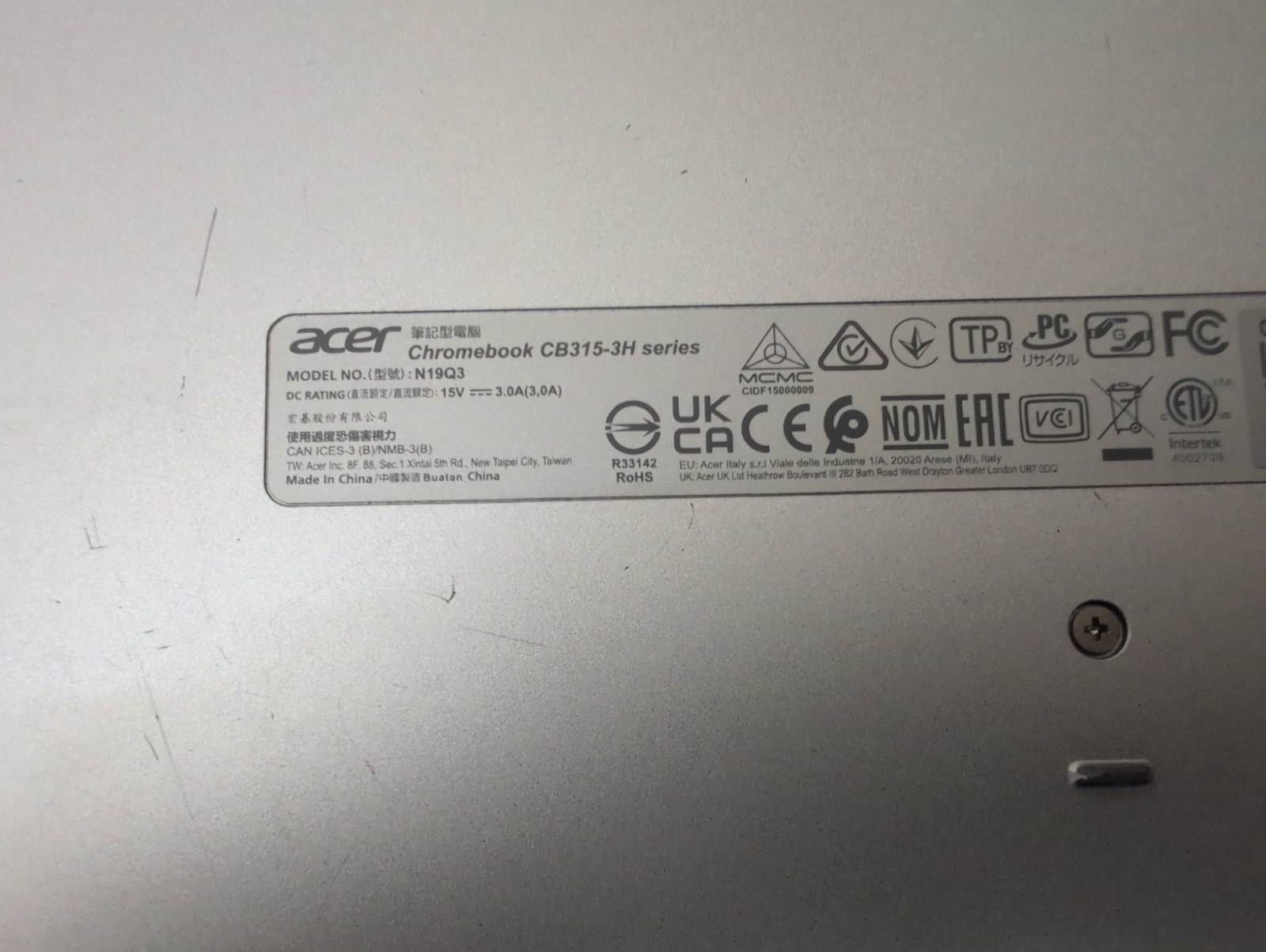Lot Of 2 x Acer Chromebook CB315-3H- Series Model N19Q3 Broken Screens